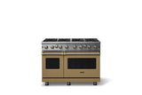 48"W. Open Burner Gas Range (Finish: Golden Hour, Trim: Brushed Brass, Fuel: Propane)