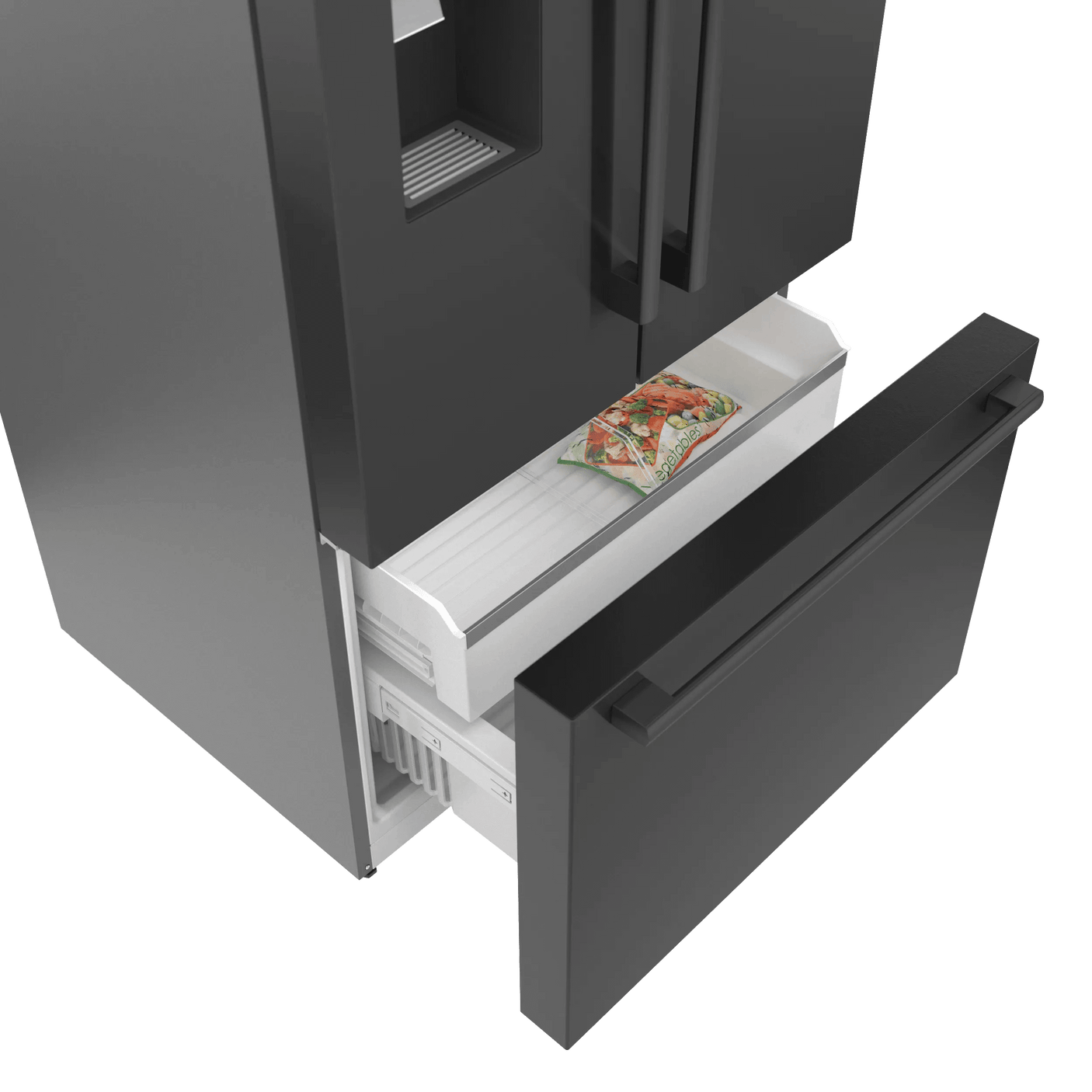 500 Series French Door Bottom Mount Refrigerator 36" Black Stainless Steel, Total No Frost