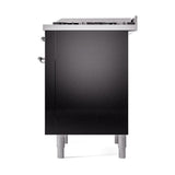 ILVE UN36FQNMPBKC Nostalgie II Noblesse 36 inch Dual Fuel Range (Natural Gas, Solid Door, Glossy Black, Chrome)