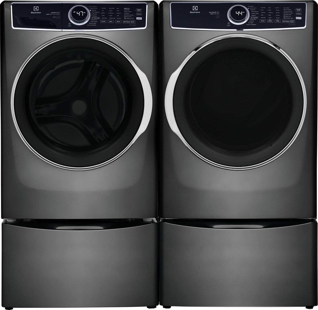 Electrolux Front Load Washer & Electric Dryer Laundry Pair with Pedestals - Titanium