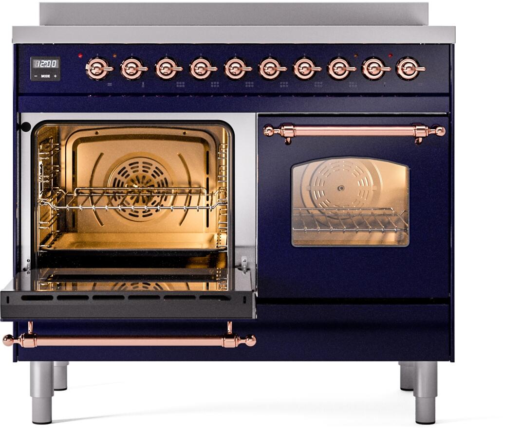 Nostalgie II 40 Inch Electric Freestanding Range in Blue with Copper Trim
