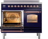 Nostalgie II 40 Inch Electric Freestanding Range in Blue with Copper Trim