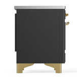 ILVE UMDIB40QNR3MGG Majestic III 40 inch Induction Range with 6 Elements, 3.82 cu. ft. Total Oven Capacity (Solid Door, Graphite Matte, Brass)