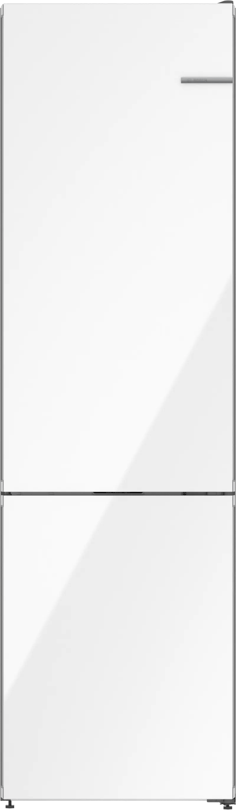 800 Series Free-standing fridge-freezer with freezer at bottom, glass door 24" White, Total No Frost