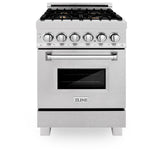 ZLINE 24 in. 2.8 cu. ft. Electric Oven and Gas Cooktop Dual Fuel Range with Griddle and Brass Burners in Fingerprint Resistant Stainless (RAS-SN-BR-GR-24)