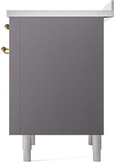 Nostalgie II 36 Inch Electric Freestanding Range in Matte Graphite with Brass Trim