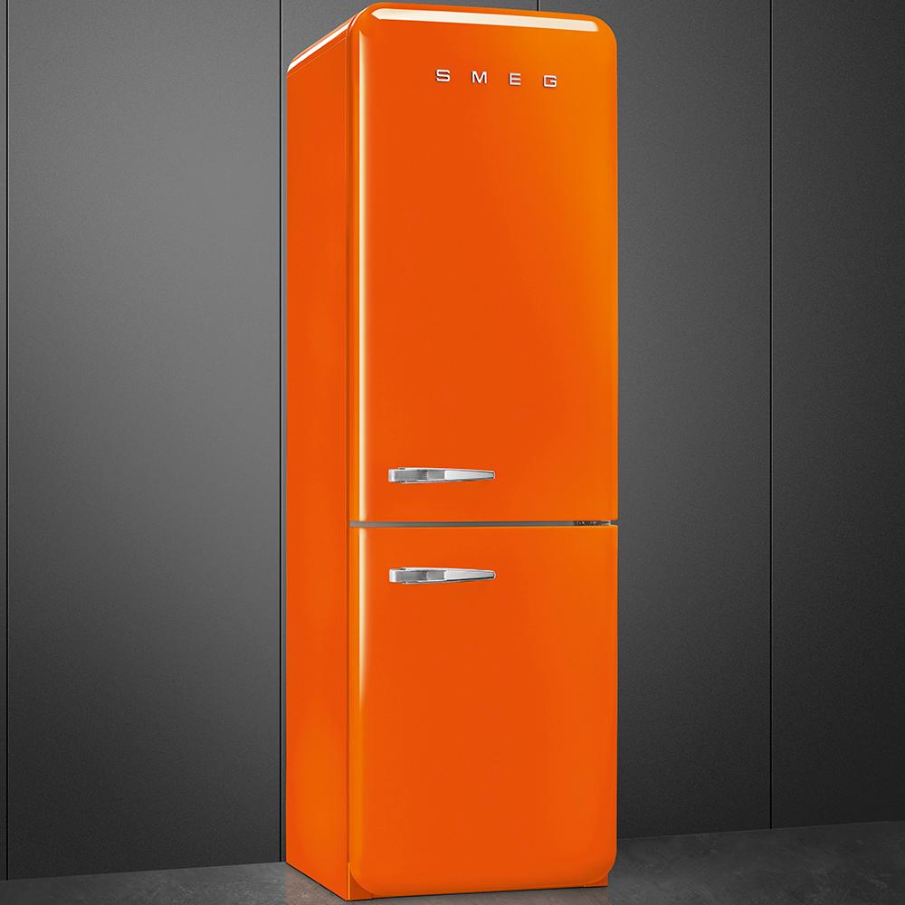 Approx 24" 50'S Style refrigerator with automatic freezer, Orange, Right hand hinge