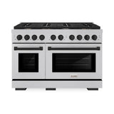 ZLINE Autograph Edition 48 in. 6.7 cu. ft. Paramount Double Oven Dual Fuel Range with 8 Burner Gas Cooktop in DuraSnow' Stainless Steel and Matte Black Accents (SDRSZ-48-MB)