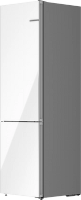 800 Series Free-standing fridge-freezer with freezer at bottom, glass door 24" White, Total No Frost