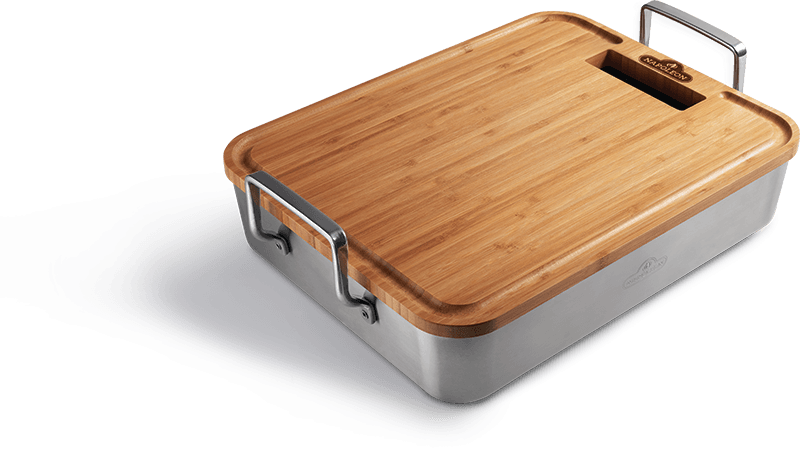 Premium Stainless Steel Roasting Pan with Bamboo Cutting Board