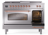 Nostalgie II 48 Inch Dual Fuel Natural Gas Freestanding Range in Stainless Steel with Copper Trim