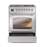 ILVE UN30NMPSSCLP Nostalgie II Noblesse 30 inch Dual Fuel Range (Liquid Propane, Triple Glass Door, Stainless Steel, Chrome)