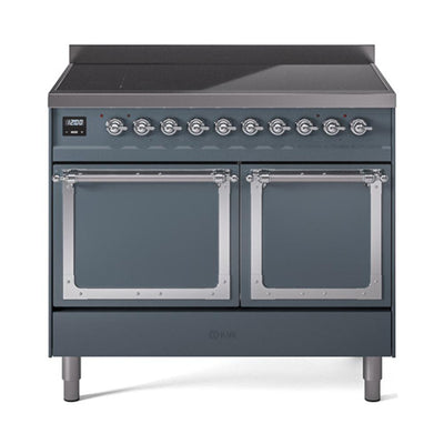 ILVE UNDI406QNMPBGC Nostalgie II Noblesse 40 inch Induction Range (Solid Door, Blue Grey, Chrome)