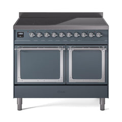 ILVE UNDI406QNMPBGC Nostalgie II Noblesse 40 inch Induction Range (Solid Door, Blue Grey, Chrome)