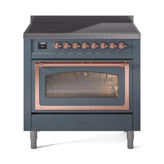 ILVE UNI366NMPBGP Nostalgie II Noblesse 36 inch Induction Range (Triple Glass Door, Blue Grey, Copper)