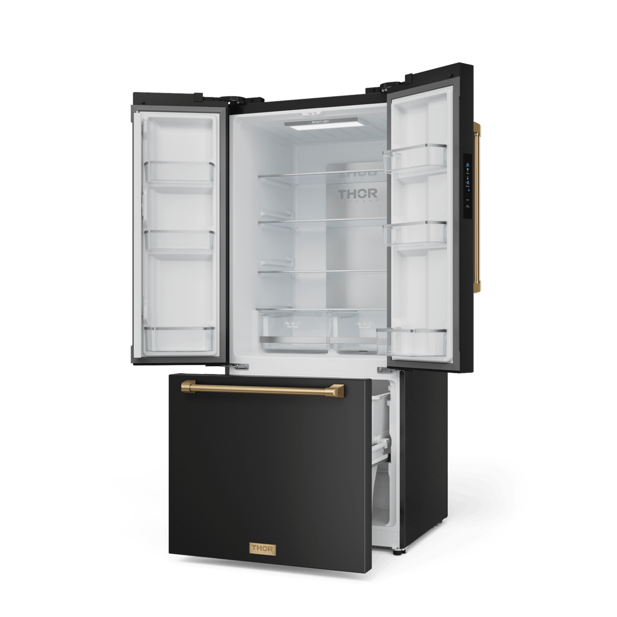 30 Inch 17.5 Cu Ft French Door Counter Depth Refrigerator With Ice Maker In Black/bronze  Gordon Ramsay Series