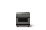 36"W. Induction Range (Finish: Damascus Gray, Trim: Polished Chrome)