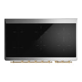 ILVE UMIB48NR3AWG Majestic III 48 inch Induction Range with 6 Elements, 5.02 cu. ft. Total Oven Capacity (Triple Glass Door, Antique White, Brass)