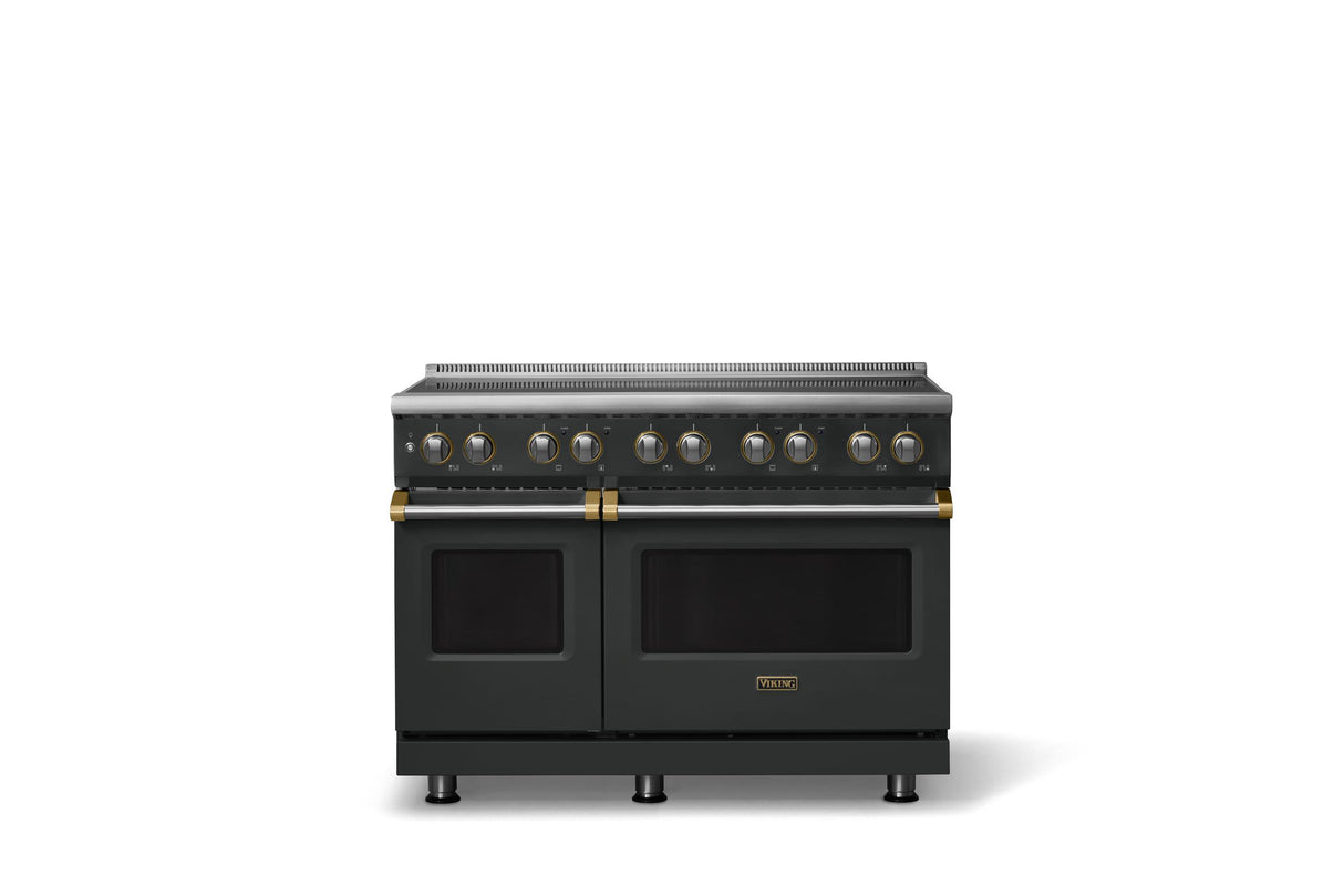 48"W. Induction Range (Finish: Antique Bronze, Trim: Brushed Brass)