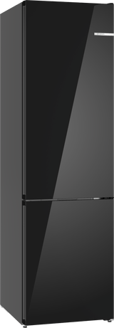 800 Series Free-standing fridge-freezer with freezer at bottom, glass door 24" Black, Total No Frost