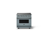 36"W. Induction Range (Finish: November Sky, Trim: Polished Chrome)