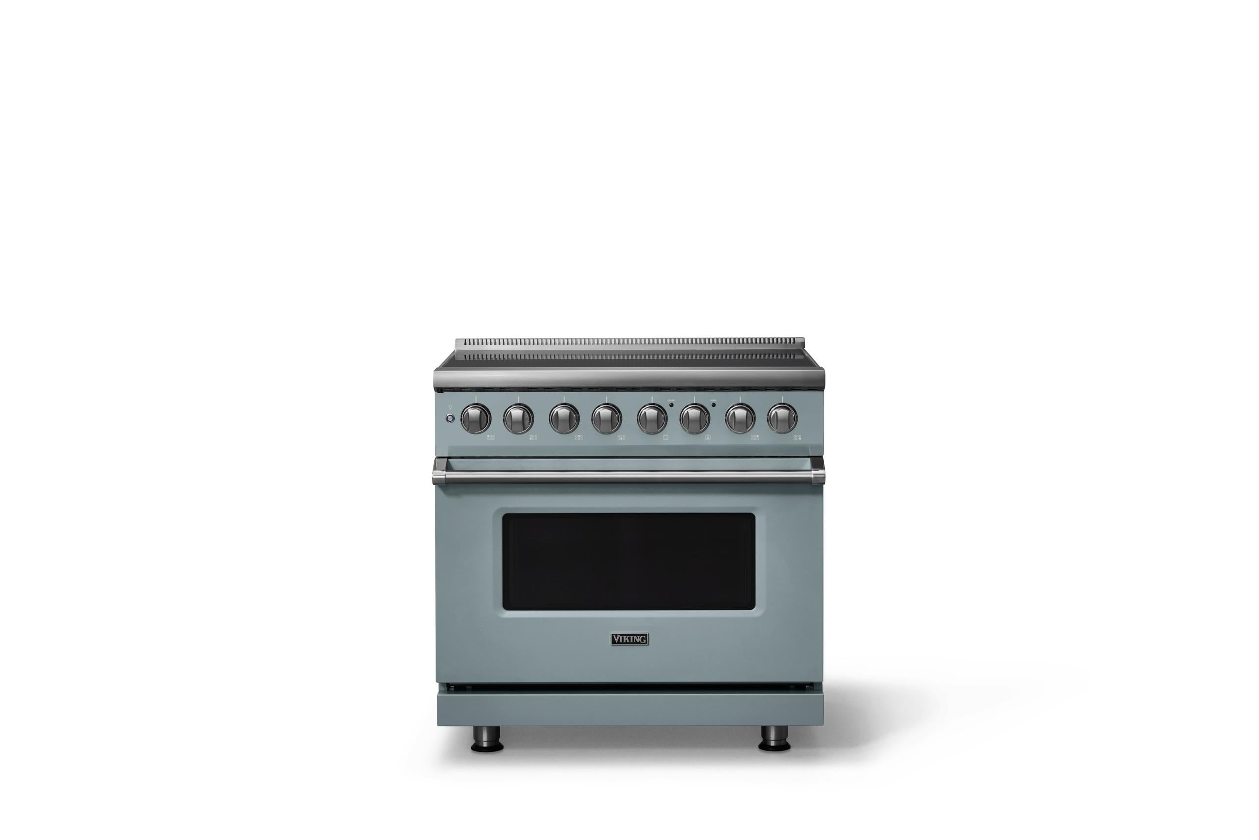 36"W. Induction Range (Finish: November Sky, Trim: Polished Chrome)