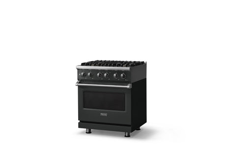 30"W. Dual Fuel Range (Finish: Antique Bronze, Trim: Polished Chrome, Fuel: Natural Gas)