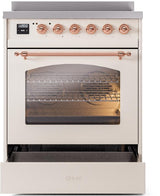 Nostalgie II 30 Inch Electric Freestanding Range in Antique White with Copper Trim