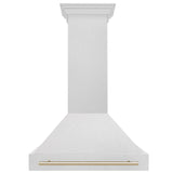 36 in. ZLINE Autograph Edition DuraSnow Stainless Steel Range Hood with Stainless Steel Shell and Colored Handle (8654SNZ-36) [Color: Gold]
