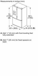 100 Series French Door Bottom Mount Refrigerator 36" Stainless steel (with anti-fingerprint), Total No Frost