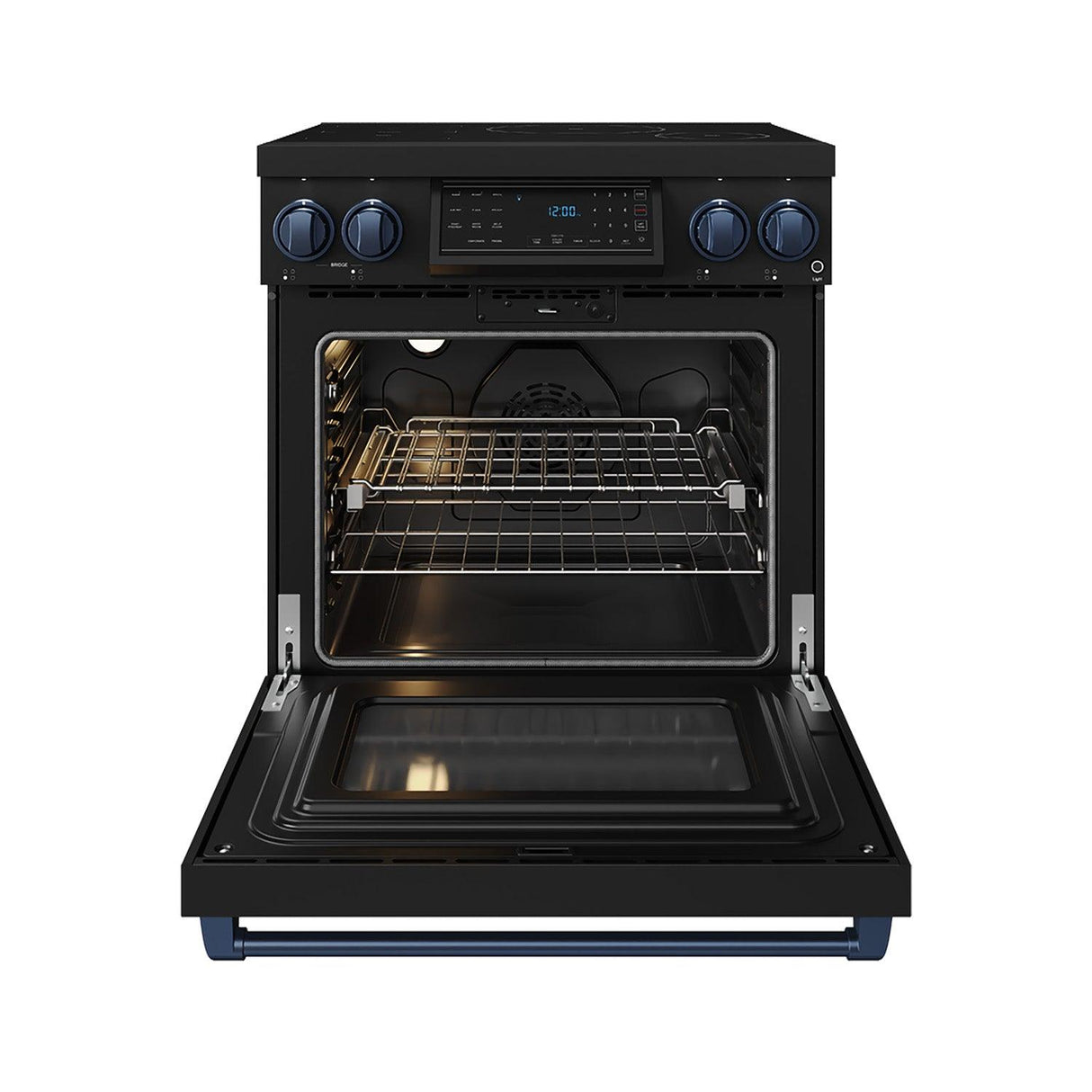 30 Inch Professional Induction Range With Tilt Panel Touch Control In Black and Blue  Gordon Ramsay Series