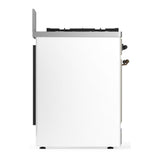 ILVE UM30QNR3WHB Majestic III 30 inch Dual Fuel Range with 5 Black Brass Burners, Dual Function Burner up to 25,000 BTU (Natural Gas, Solid Door, White, Burnished)