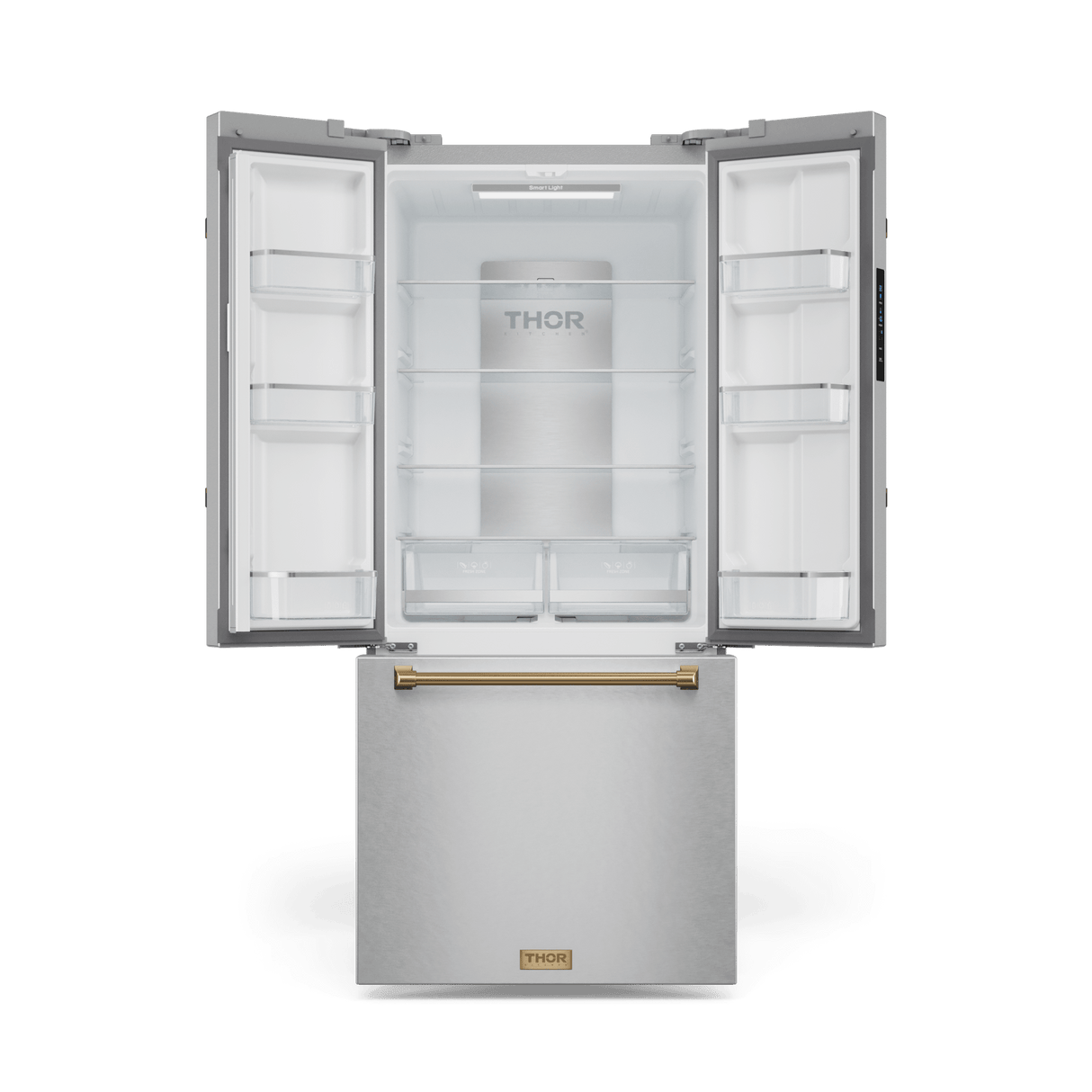 30 Inch 17.5 Cu Ft French Door Counter Depth Refrigerator With Ice Maker In Stainless Steel/bronze  Gordon Ramsay Series