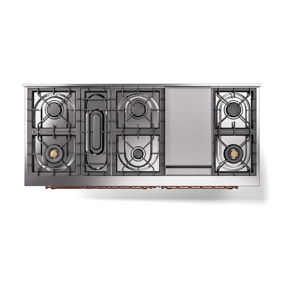 ILVE UN60FNMPRAPLP Nostalgie II Noblesse 60 inch Dual Fuel Range (9 Sealed Burners + Griddle, Liquid Propane, Triple Glass Door, RAL, Copper)