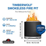 Timberwolf Smokeless Fire Pit 18-inch, Matte Black , Wood, Matte/Matt Black
