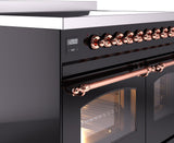 Nostalgie II 40 Inch Electric Freestanding Range in Glossy Black with Copper Trim