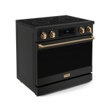 36 Inch Professional Electric Range With Tilt Panel Touch Control In Black/bronze  Gordon Ramsay Series