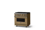 36"W. Sealed Burner Gas Range (Burner: 6b, Finish: Golden Hour, Trim: Polished Chrome, Fuel: Natural Gas)
