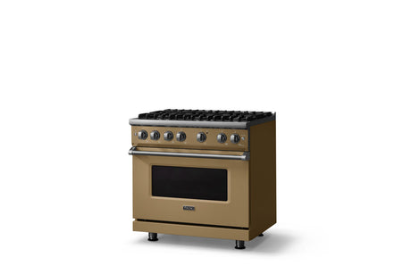 36"W. Sealed Burner Gas Range (Burner: 6b, Finish: Golden Hour, Trim: Polished Chrome, Fuel: Natural Gas)