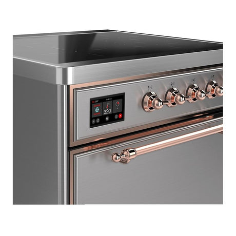 ILVE UMIB30QNR3SSP Majestic III 30 inch Induction Range with 4 Elements, 4 cu. ft. Oven Capacity (Solid Door, Stainless Steel, Copper)
