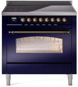 Nostalgie II 36 Inch Electric Freestanding Range in Blue with Bronze Trim