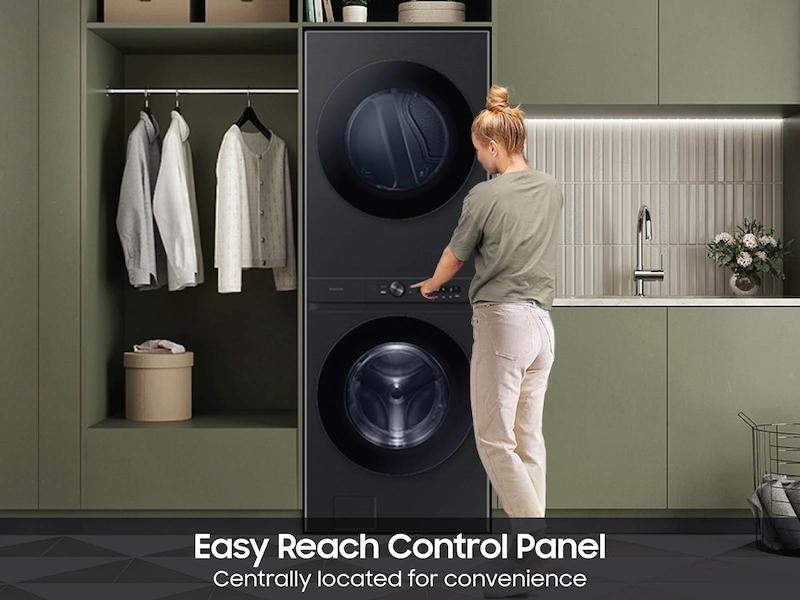 Bespoke AI Laundry Hub™ 4.6 cu. ft. Large Capacity Single Unit Washer with Flex Auto Dispense System and 7.6 cu. ft. Gas Dryer in Brushed Black