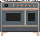 Majestic II 40 Inch Dual Fuel Liquid Propane Freestanding Range in Blue Grey with Copper Trim