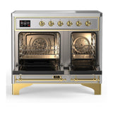 ILVE UMDIB40QNR3SSG Majestic III 40 inch Induction Range with 6 Elements, 3.82 cu. ft. Total Oven Capacity (Solid Door, Stainless Steel, Brass)
