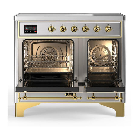 ILVE UMDIB40QNR3SSG Majestic III 40 inch Induction Range with 6 Elements, 3.82 cu. ft. Total Oven Capacity (Solid Door, Stainless Steel, Brass)