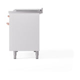 ILVE UN48FSQNMPWHPLP Nostalgie II Noblesse 48 inch Dual Fuel Range (5 Sealed Burners + Griddle + French Top, Liquid Propane, Solid Door, White, Copper)