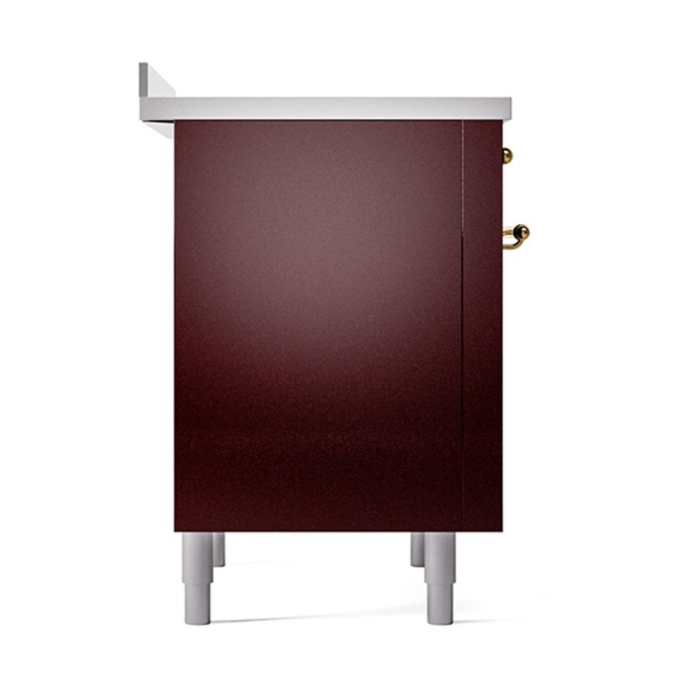 ILVE UNI366QNMPBUG Nostalgie II Noblesse 36 inch Induction Range (Solid Door, Burgundy, Brass)