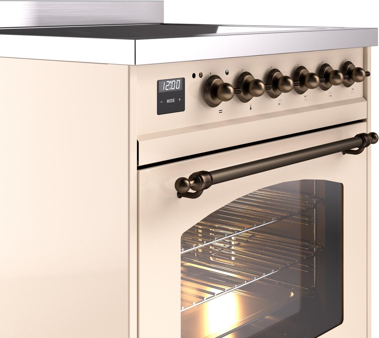 Nostalgie II 30 Inch Electric Freestanding Range in Antique White with Bronze Trim