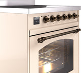 Nostalgie II 30 Inch Electric Freestanding Range in Antique White with Bronze Trim