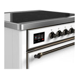 ILVE UMIB36QNR3WHB Majestic III 36 inch Induction Range with 6 Elements, 3.5 cu. ft. Total Oven Capacity (Solid Door, White, Burnished)